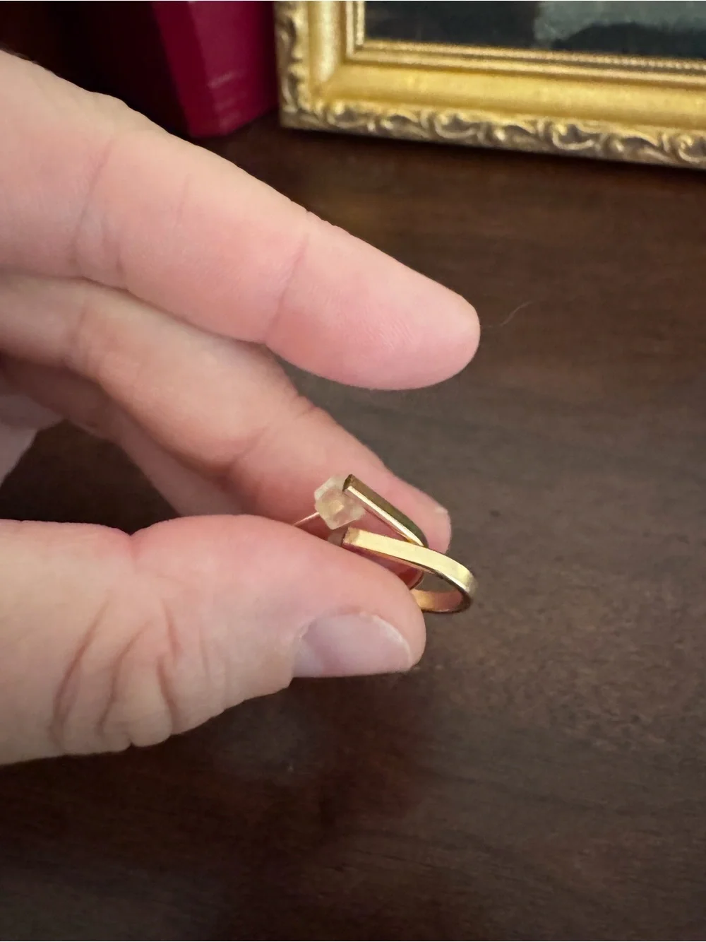Minimal U-Shaped Hoop Earrings - Gold Tone - Picture 5 of 5